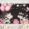 Bannières de fête motifs vibrants de vaches, de fleurs et de ballons décorations de fêtes événements saisonniers et fêtes en plein air