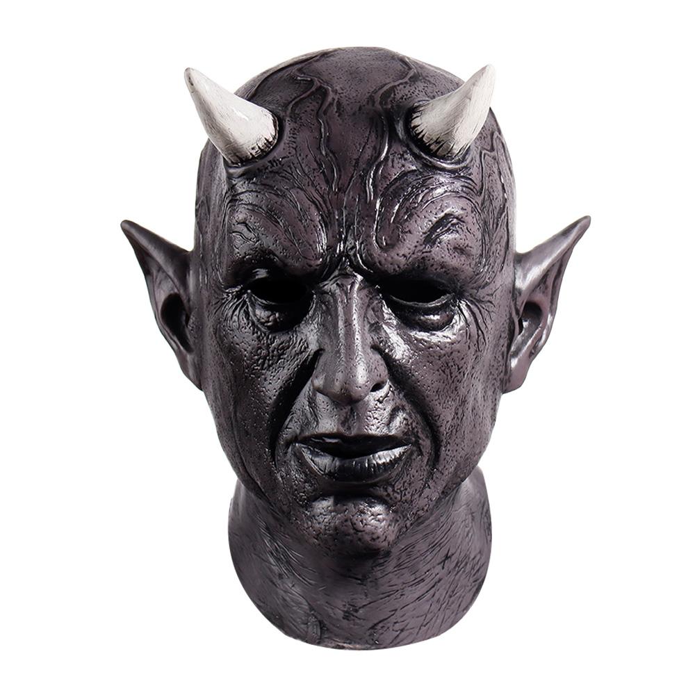 Mephistopheles Demon Horn Mask Cosplay Horror Devil Killer Latex Helmet Halloween Masquerade Carnival Party Costume Props