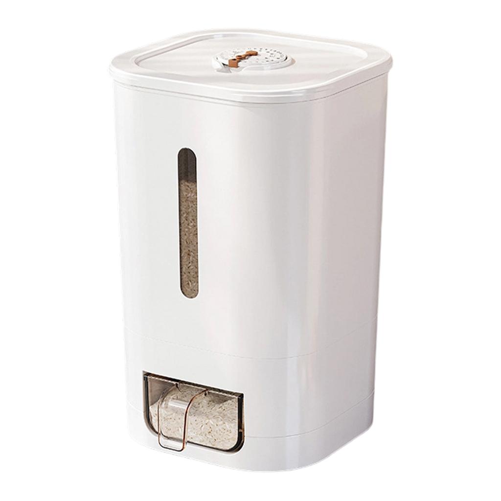 Grain Storage Container with Measuring Cup Dispenser Airtight Food Storage Bin for Rice Beans Cereal and Dry Goods Kitchen Organizer