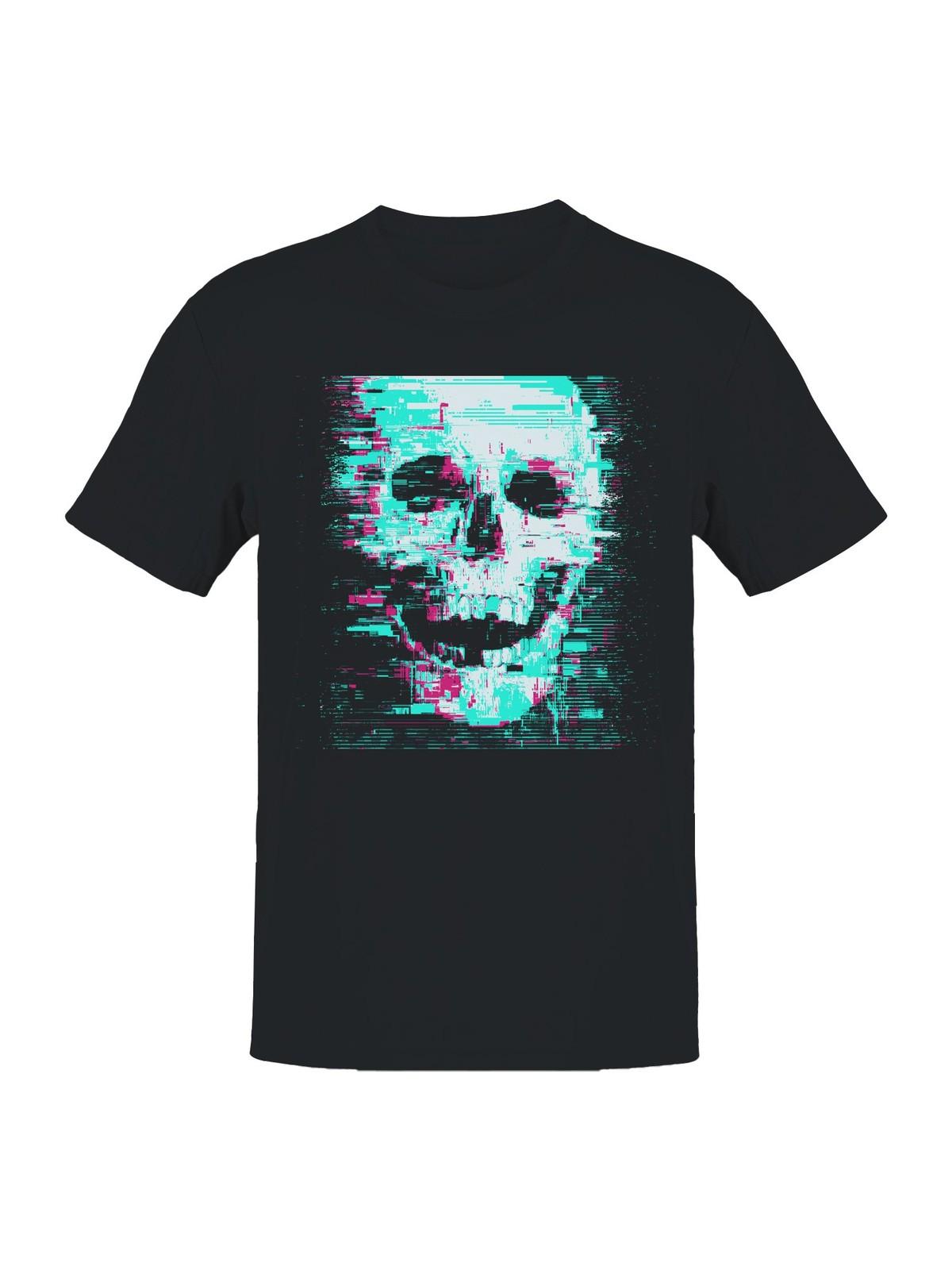 Glitch Skull Cyberpunk Art Men s T-shirt S разноцветный
