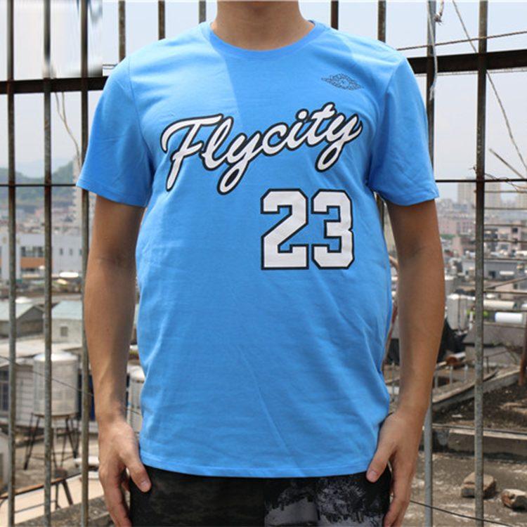 Jordan Fly City T Shirts Men's Blue Crew Neck Moderate Straight Fit 862840-412