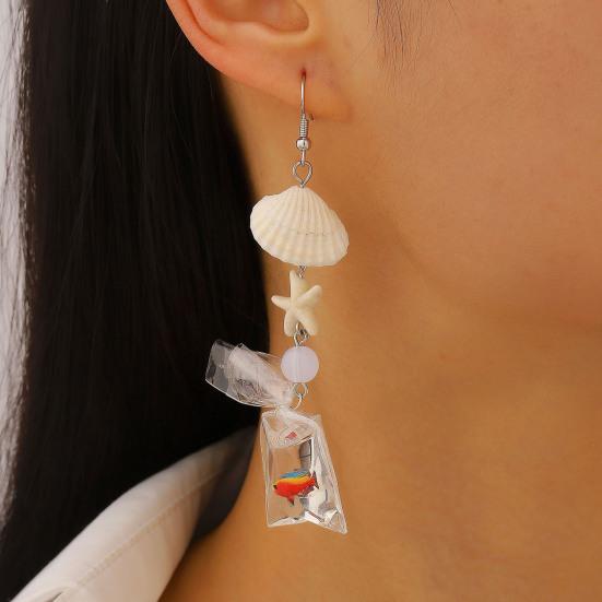 1 Pair Tropical Fish Bag Dangle Earrings Ocean Beach Starfish Shell Hook Earrings Hypoallergenic Women Drop Earrings Fashion Jewelry