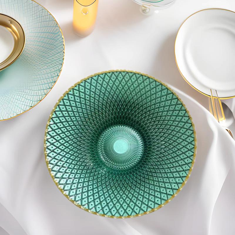 Evropská skleněná mísa na ovoce na nožce - Velkokapacitní talíř na cukroví a sušené ovoce do obývacího pokoje