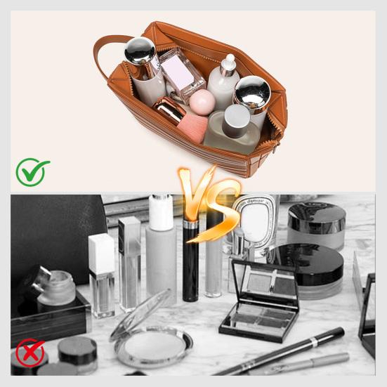 Fold Down Cosmetic Bag Portable Travel Makeup Bag Large Capacity Foldable Makeup Pouch for Easy Access Dresser Daily Use