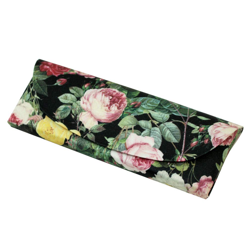 Redoute Rose Black Eyeglass Case