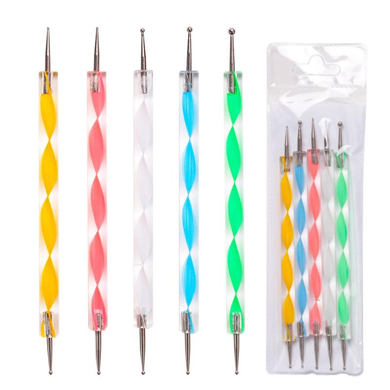 5pcs/set Double Headed Nail Dot Pen For Nails Art Decoration Acrylic Rhinestone Diamond Nail Dotting Tool