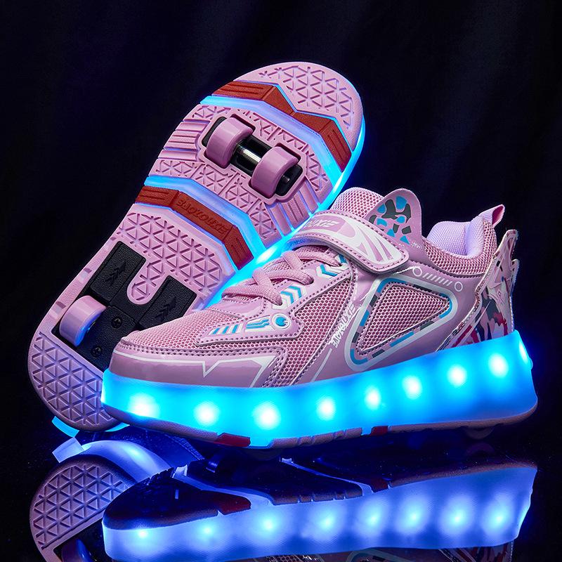 Kids' Mesh Running Shoes & Multi-Wheeled Roller Skates for Boys & Girls