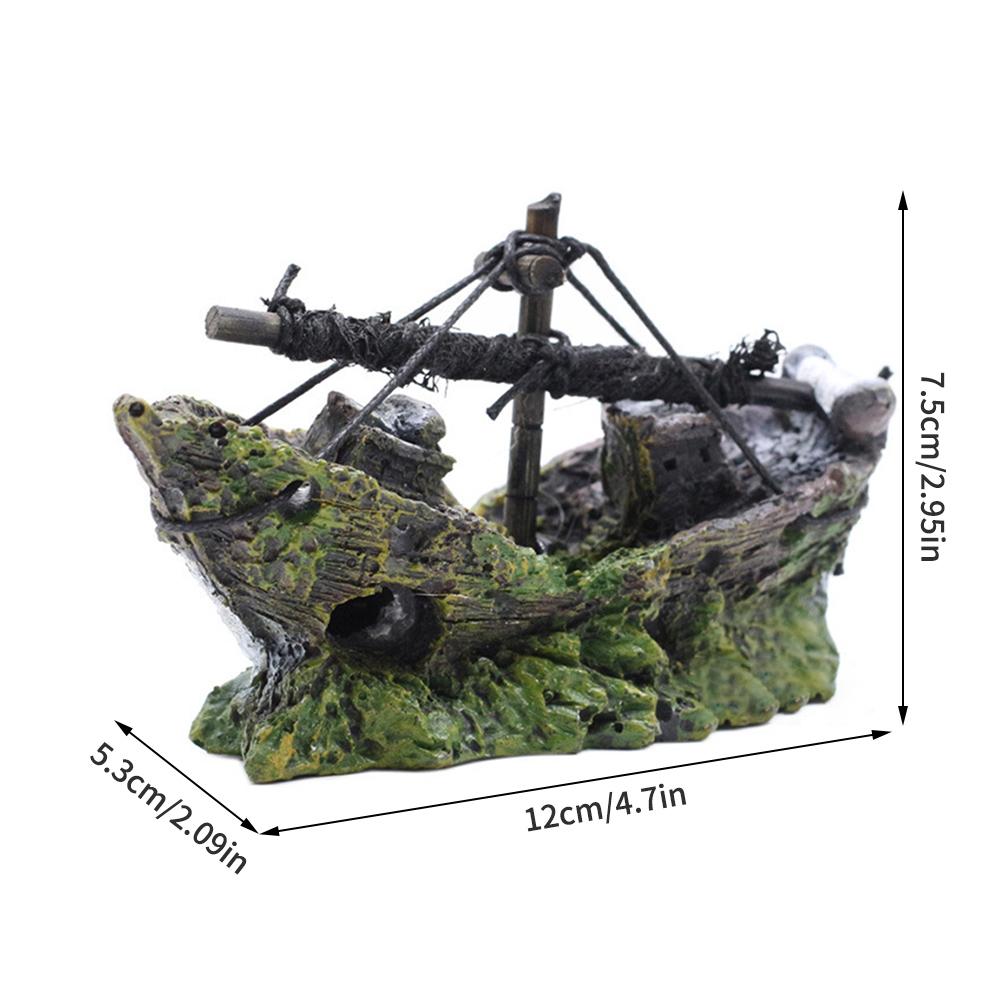 Random Style Fish Tank Shipwreck Pirate Ship Ornament Simulation Underwater World Fish Tank Landscape Ornament Resin Decoration