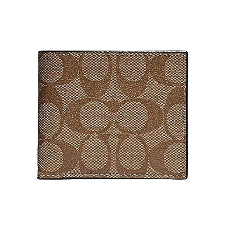Coach Billfold Wallet 10 Compact Multi-Card Short Folding Men Wallet Khaki 66551-QBTN2 Basic Set (Bag+Dust Bag)