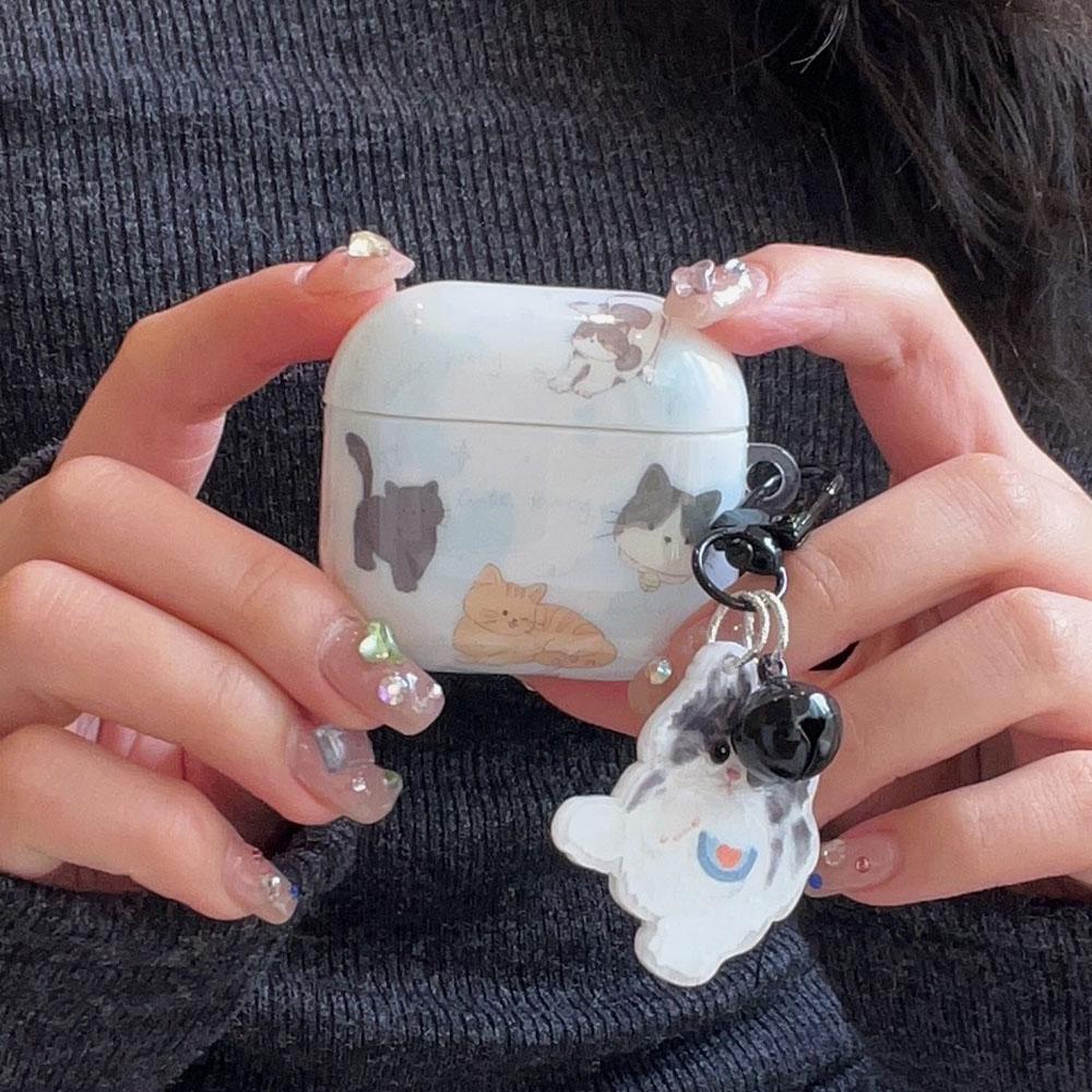 Cartoon Lovely Black White Cat Smooth Silicone Protection Case for AirPods Pro 2 for AirPods 1 2 3 4 Headset Cover Cute Pendant