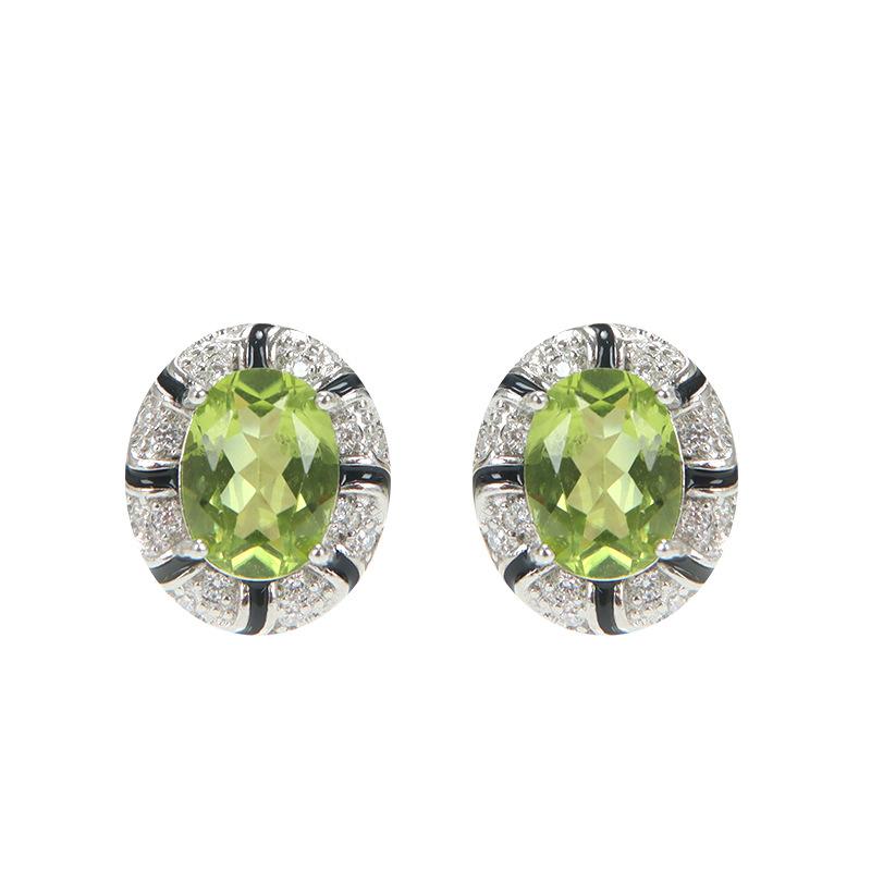 Natural Color Treasure Crystal Stone Topaz Earrings S925 Sterling Silver Non-fading Stud Earrings Women's Garnet Olivine Elegant Women's Jewelry