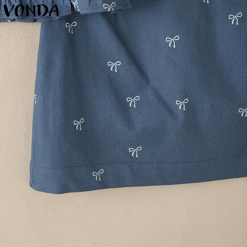 VONDA Seturi Maieuri Femei Gât O Imprimeu Topuri Fără Mâneci și Fuste Mini A-line Costume Ținute