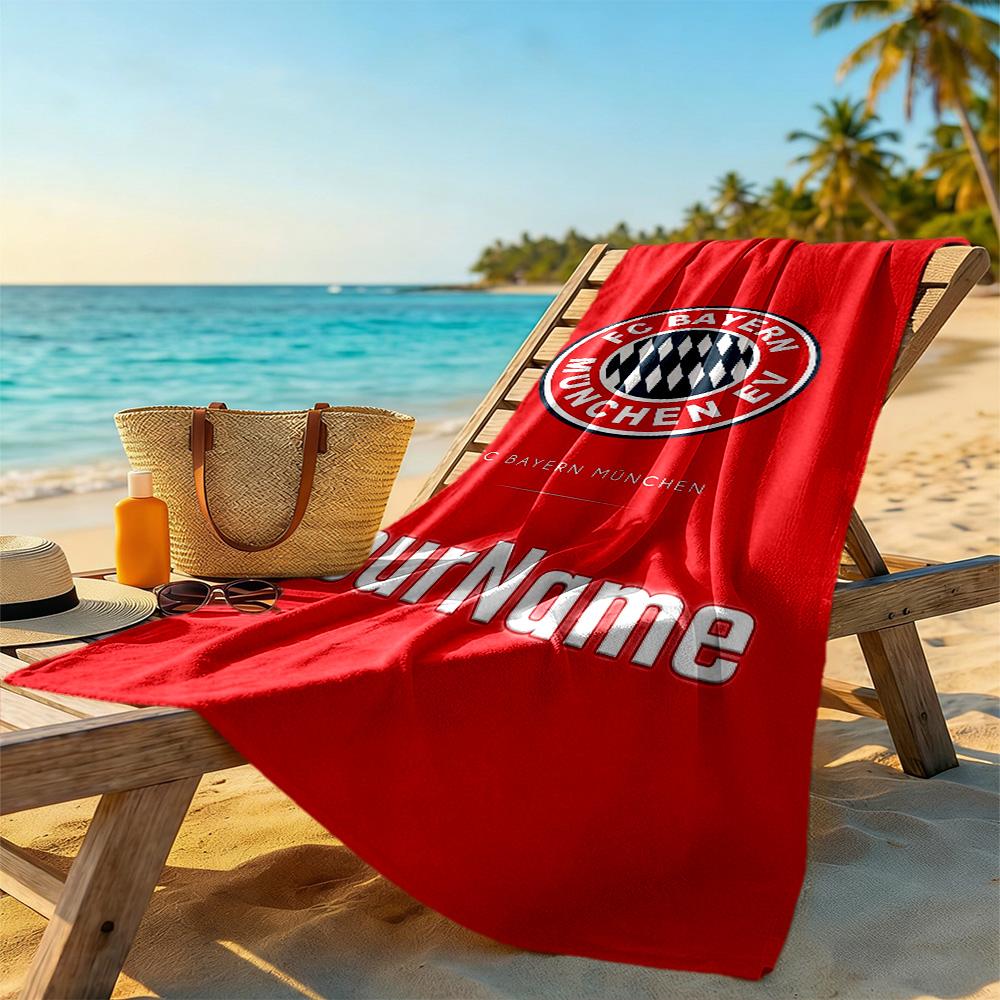 Fc Bayern München Personalized Text Beach Towel Quick-Dry Soft Microfiber Perfect for Traveling Yoga Camping and Swimming