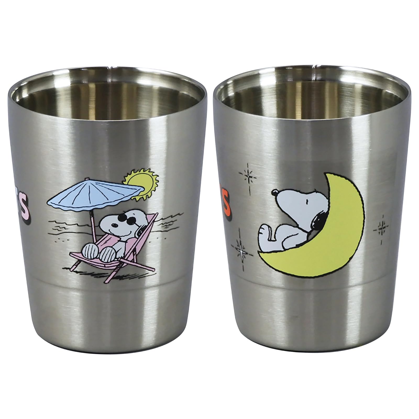 

PEANUTS Snoopy Pair Double-Layered Tumbler Set (260ml) (Beach/Moon) Gift, Made in Japan (Body: China, Japanese Painting), Yamaka Shoten SN1800-865