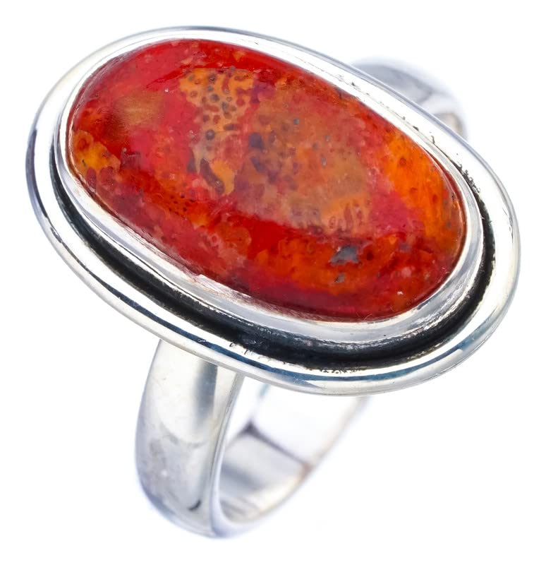 

StarGems® Natural Calcite Handmade 925 Sterling Silver Ring 7.75 F3147
