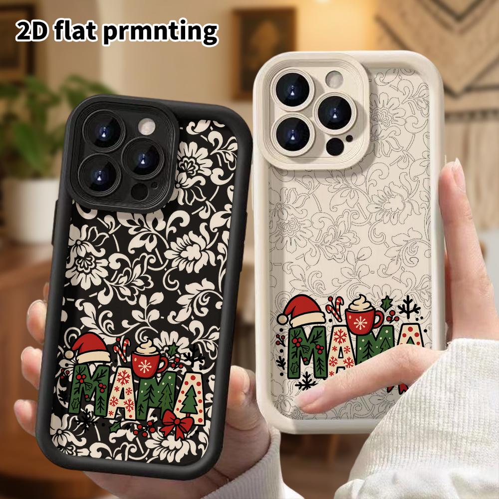 Phone Case: 2D flat design suitable for iPhone 18 17 16 15 14 13 Pro, unisex, Christmas letters, Christmas and Halloween gift