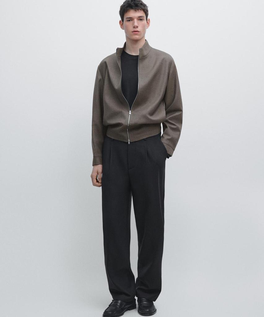 Masimodutti Relaxed Fit Wool Pintuck Detail Pants