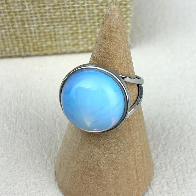 Maillard Tiger Eye & Pink Crystal Open Stainless Steel Index Ring