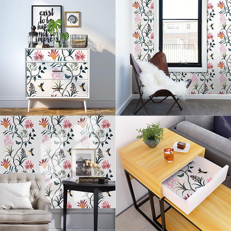 Vintage Contact Paper Self Adhesive Removable Wallpaper Vinyl Film Wall Covering Furniture Decor Floral Peel and Stick Wallpaper