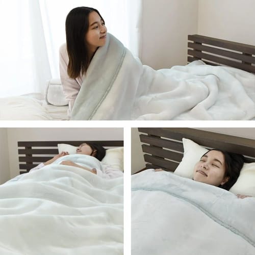 Nishikawa Mega Aurora Blanket, Heavyweight, Semi-Double, 160x210cm, Gray, Washable, Double-Layer, with Collar, Fluffy, Warm, Chinchilla Hem, Heavy, En