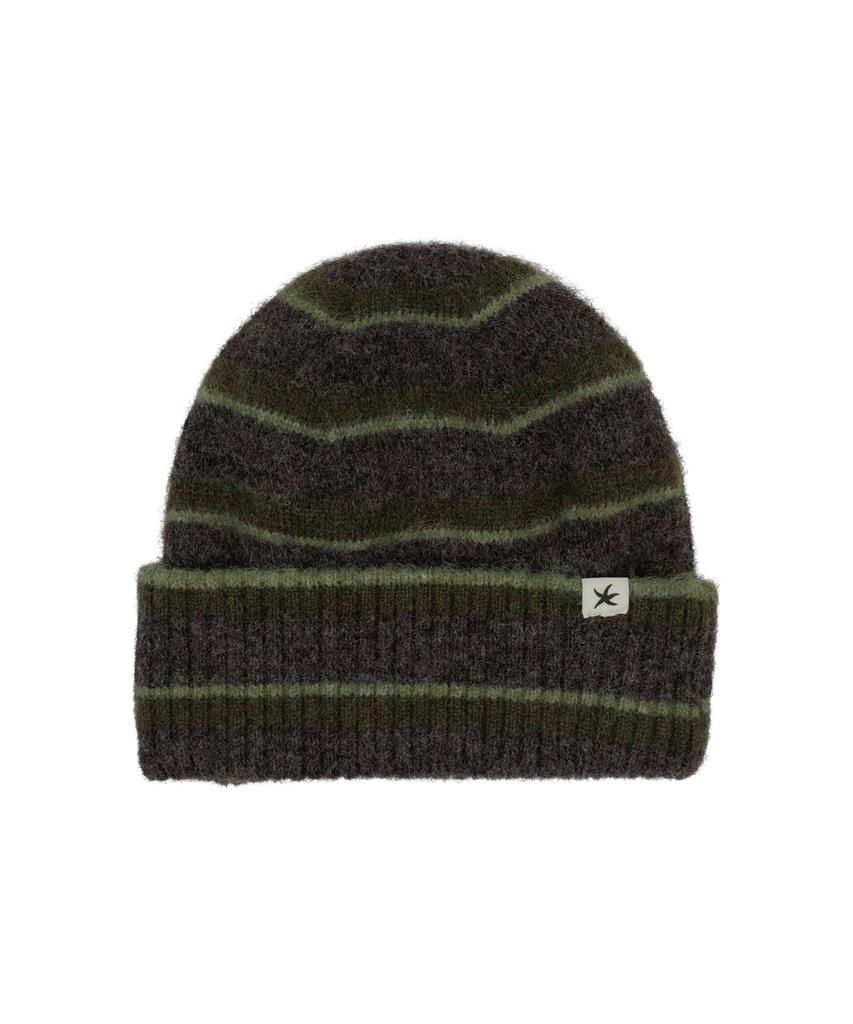 THE COLDEST MOMENT Tcm Mohair Stripe Beanie (Khaki)