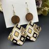 European Ethnic Geometric Wooden Earrings - Retro Fashion Versatile Style