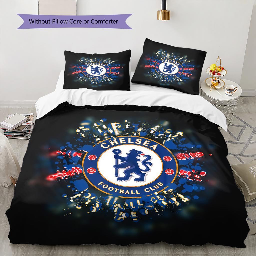 Chelsea FC Pattern Bedding Quilt Set  Home Decoration  Gift (1 * duvet cover + 2 * pillowcase  without core)