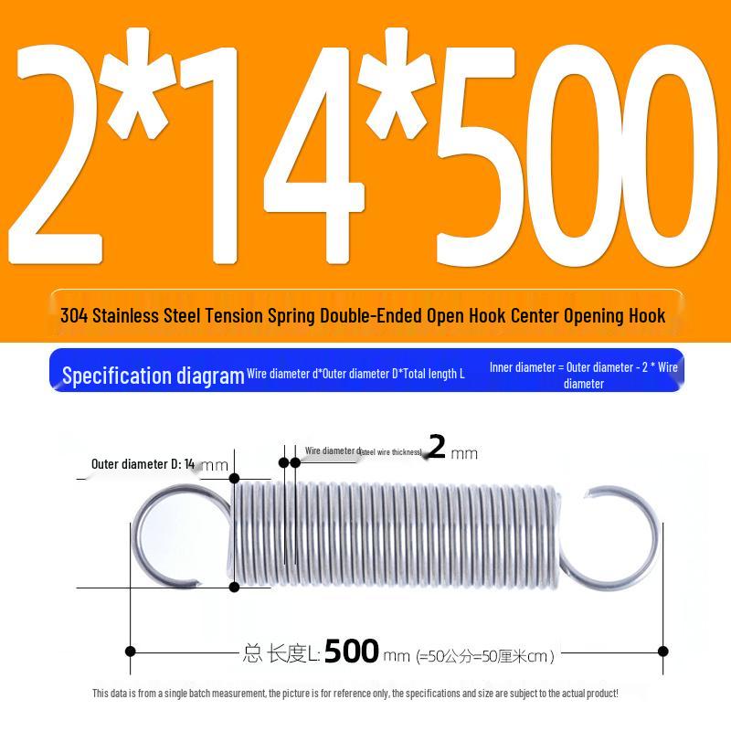 Arc de extensie din oțel inoxidabil 304 de 500 mm cu cârlige deschise și inel cu buclă dublă, personalizabil.
