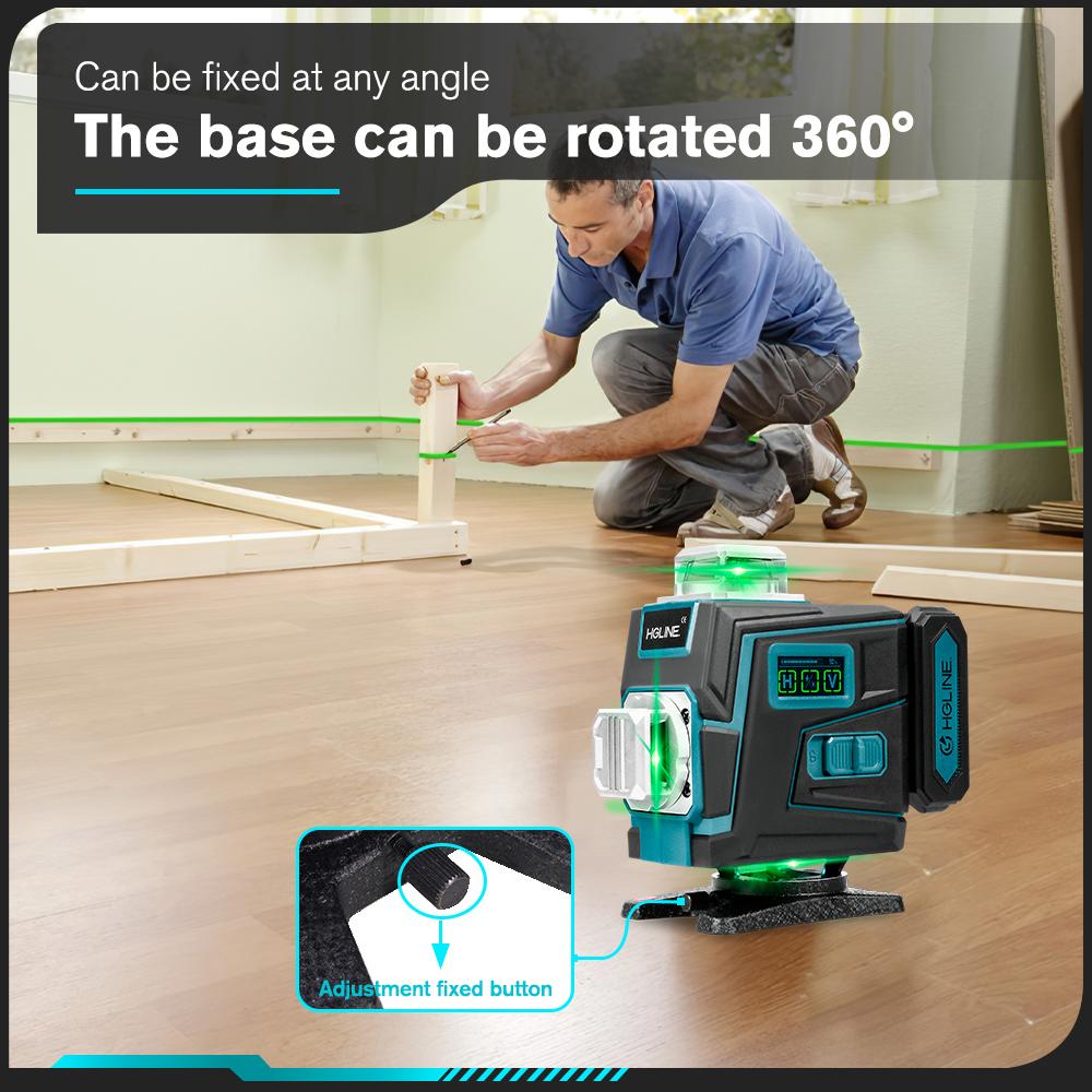 HGLINE 16 4D Lines Laser Level With APP Remote Control Selfleveling 360 Horizontal & Vertical Laser Level Construction Tool