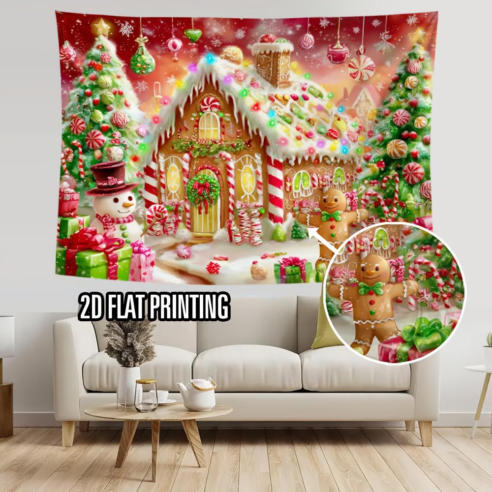 2D flat print party banner background, gingerbread man, lollipop and snowflake - Christmas, birthday, wedding