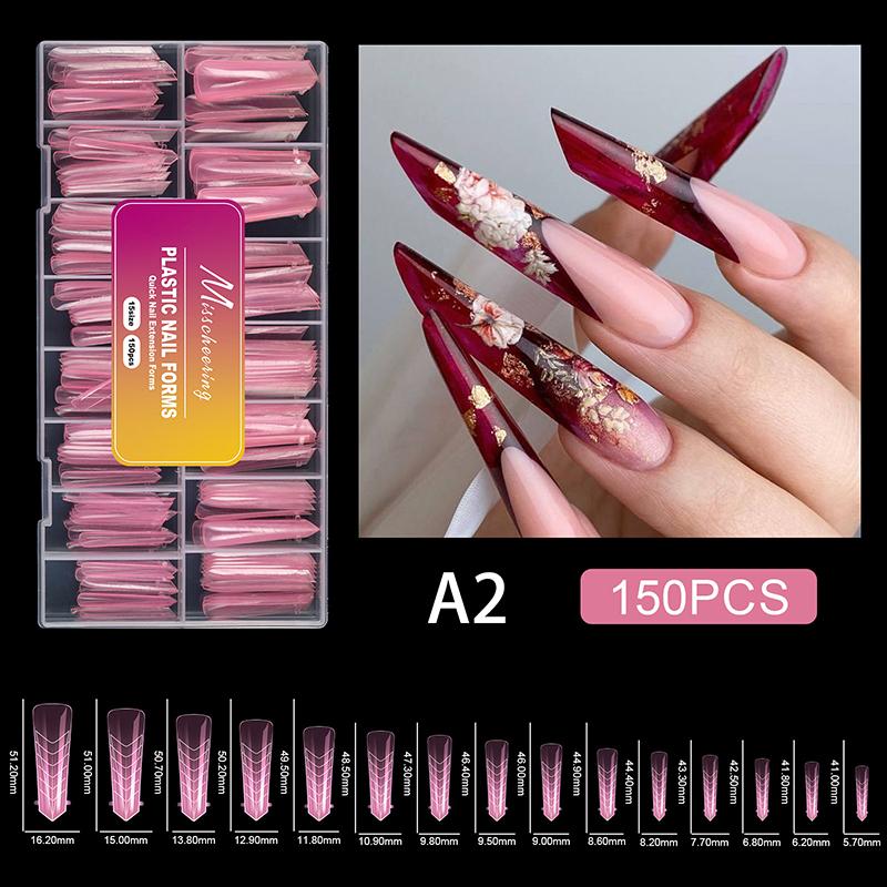 

150 Pcs Dual Forms For Poly Nail Gel Soft Nail Forms Molds Acrylic Full Cover False Nail Tips Manicure Extension A2