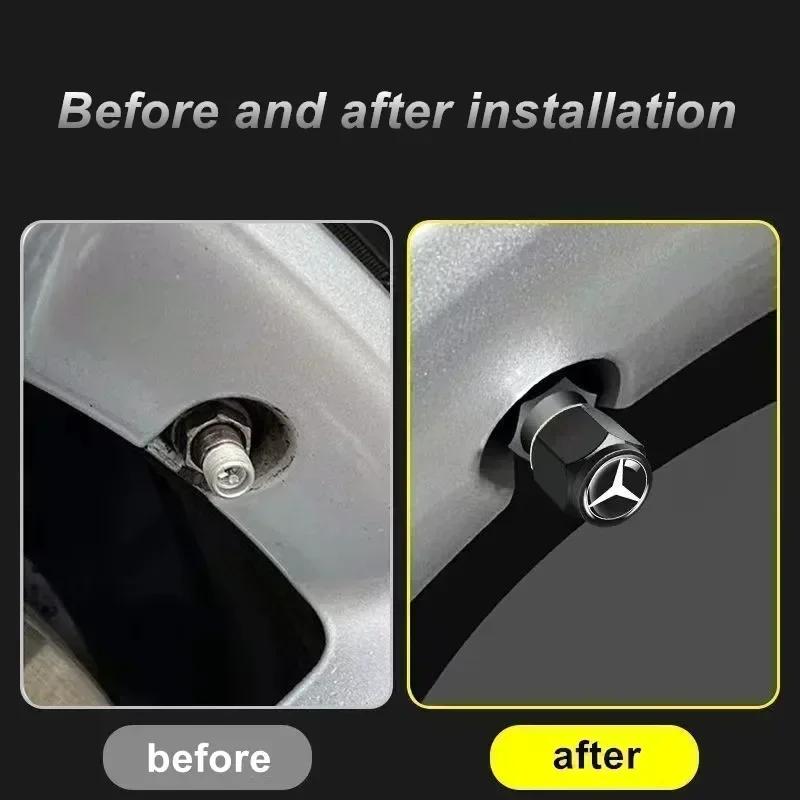 4Pcs Car Tire Valve Caps Emblem Metal Cap Case For Mercedes Benz B/C/E/S Class A Class C200L GLC GLE CLA Accessories Car Styling BB1