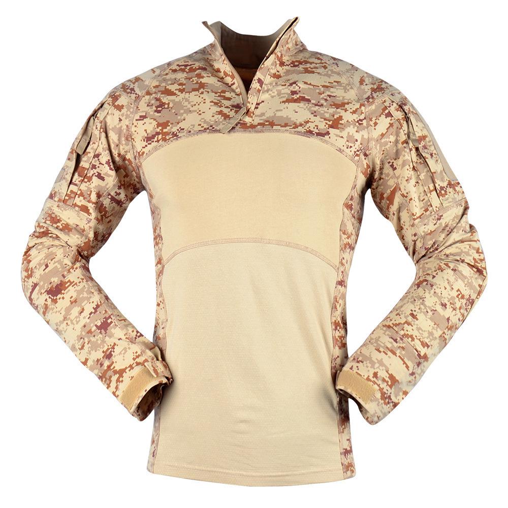 Maglia Tattica da Combattimento da Uomo Traspirante ad Asciugatura Rapida con Camouflage a Maniche Lunghe