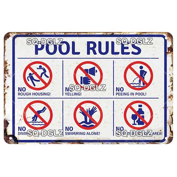 [SQ-DGLZ] Welcome Swim Pool Rules Metal Sign Vintage Plaque Tin Sign Plate Wall Decor For Bar Club Man Cave Art Painting Poster