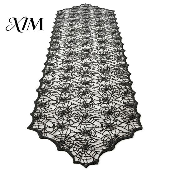 Gothic Style Home Furnishings Halloween Table Runner, Black Lace Spider Web Runners, 17.7 X Atmospheric Runner for 70.9Inch Party Dinner Kitchen