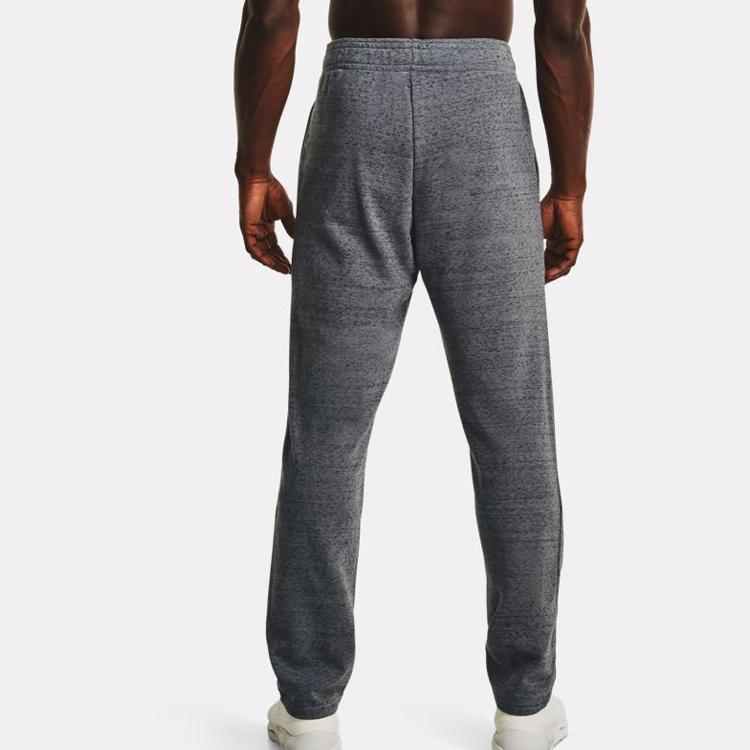 Under Armour Rival Terry Color Block Logo Breathable Knit Sweatpants Men Bottoms Grey 1361644-012