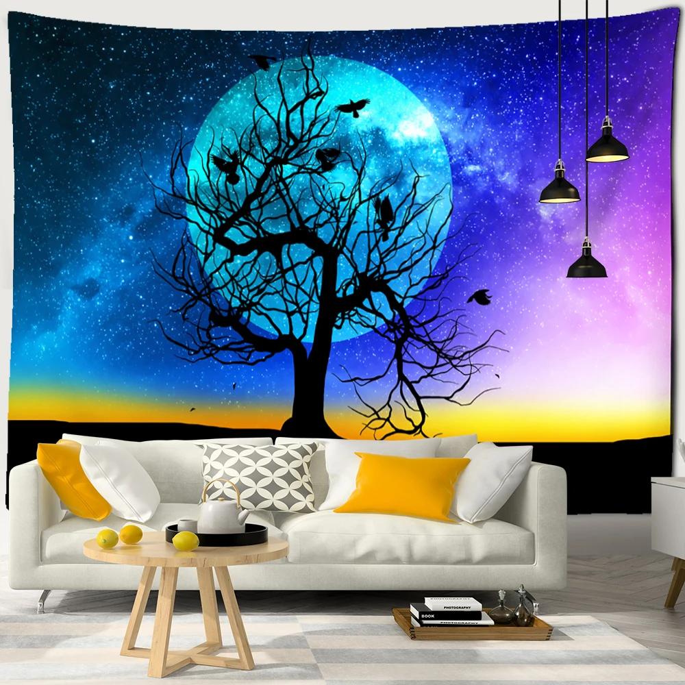 Kleurrijk Levensboom Wandkleed Wanddecoratie Natuurlandschap Hippie Tapijt Psychedelische Hekserij Esthetiek Kamer Woondecoratie
