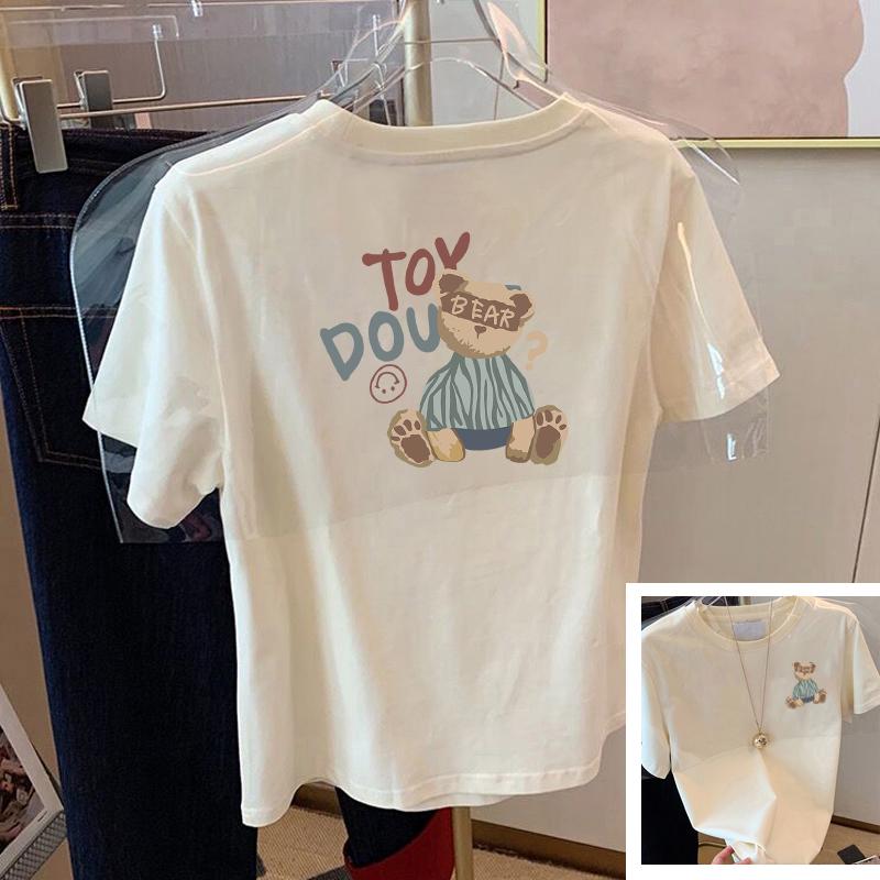 

Женская футболка с коротким рукавом из чистого хлопка, с круглым вырезом, свободного кроя, облегающая, с принтом спереди и сзади 2XL