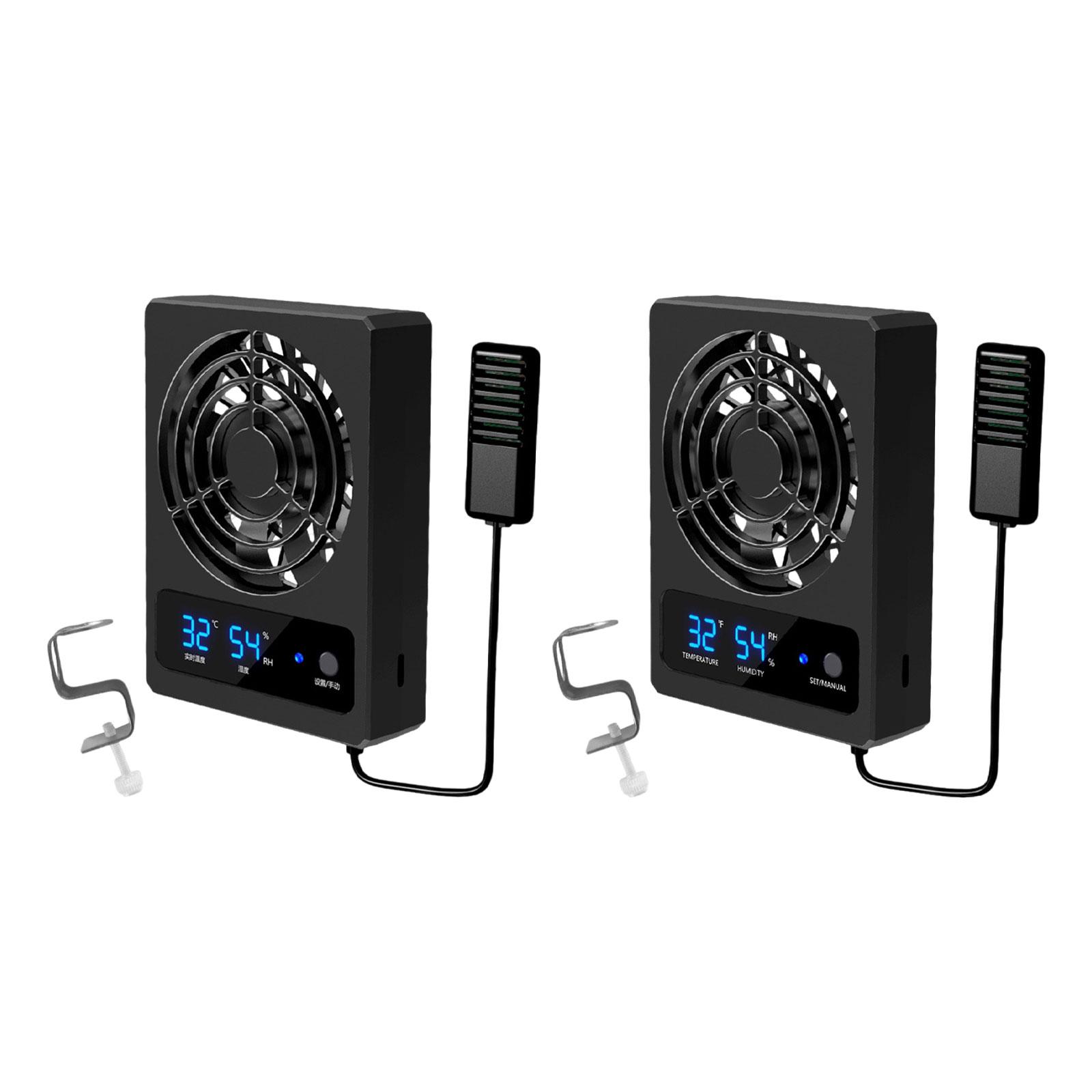 Reptile Ventilation Fan with Humidity Control Accurate Powerful Smart Hygrometer Noiseless Fan for Amphibian Ecological Tanks