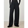 Women's Elegant Wool-Blend Dark Grey High-Waisted Loose Straight-Leg Trousers, 2025 Autumn/Winter Collection