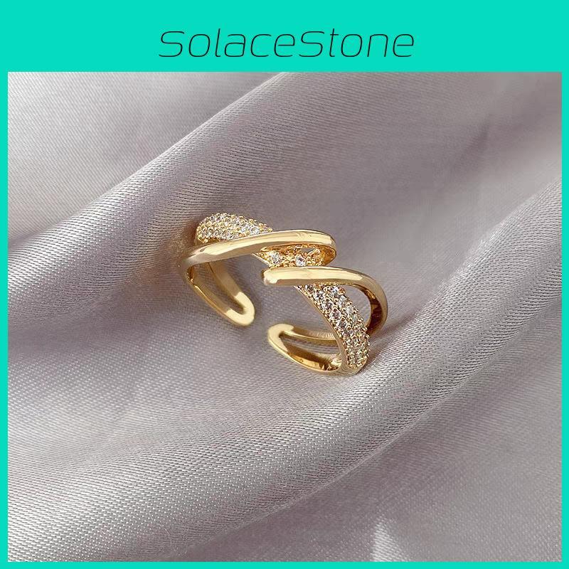 Design Simple Trendy Copper Ring For Women Featuring Dazzling Adjustable Geometric Shape