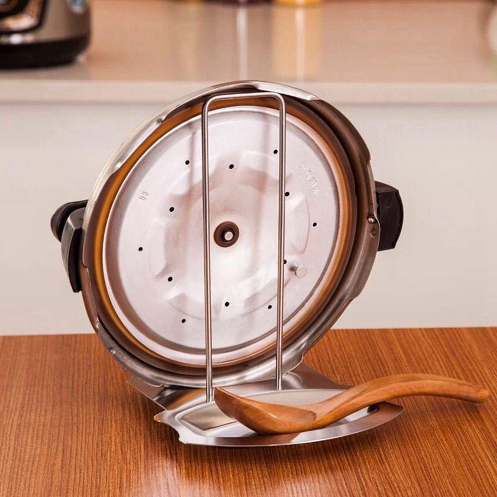 Silver/Gold Lid and Spoon Rest Shelf Detachable Pot Lid Rack Stainless Steel Pot Lid Holder  Home
