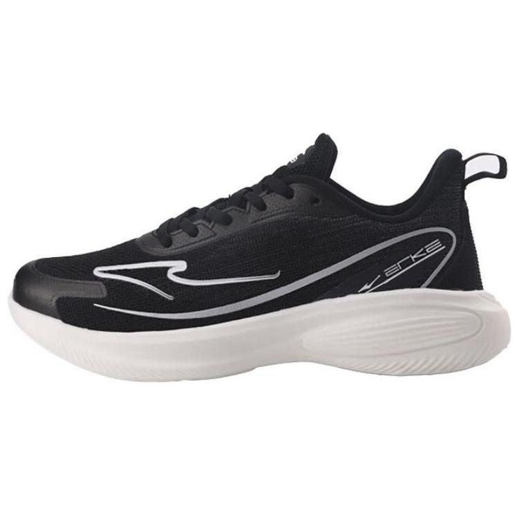Erke Elastic Shock Absorbing Non-Slip Wear-Resistant Breathable Low-Top Running Shoes Women sneaker Black White 12122103231-002