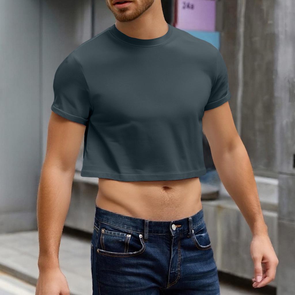 Herr Halvklippt Casual Strand Rundhals Kortärmad Topp