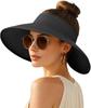 Cappello Visiera Parasole Sportivo da Donna Traspirante a Tesa Larga con Parte Superiore Aperta in Paglia con Fascia Regolabile per Spiaggia Escursionismo Corsa