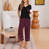 Women's Casual Printed Round Neck Loose Fit Short Sleeve Tee and Loungewear Set
