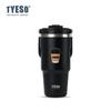 Tyeso 1050ML Vacuum Flasks Handle Dual-Drink Coffee Mug Stainless Steel Ice Cup Car Bottle Hot Cold Retention Large-Capacity With Coffee Sticker