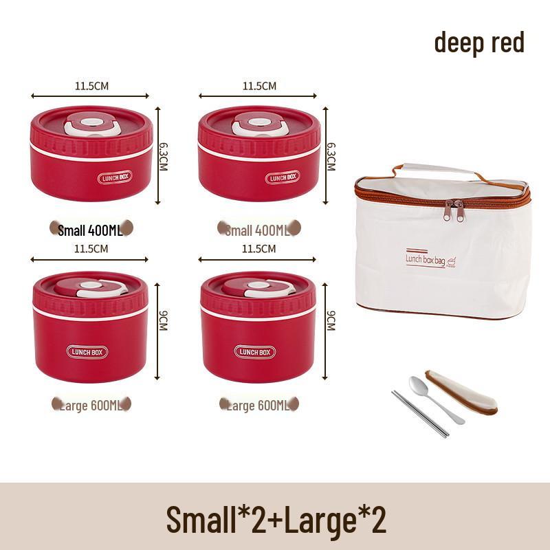 Round Multi-layer Stainless Steel Insulated Bento Box with Lid - Microwaveable Lunch Container for Office and Students.