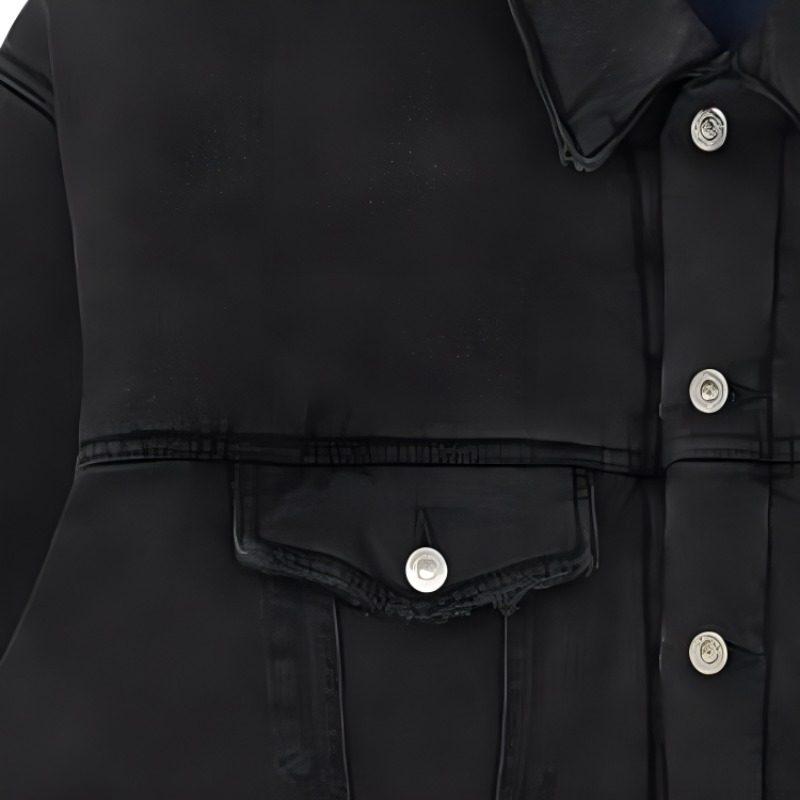 Balenciaga Denim Jacket Loose Fit Men's Black 681689TIWA21440
