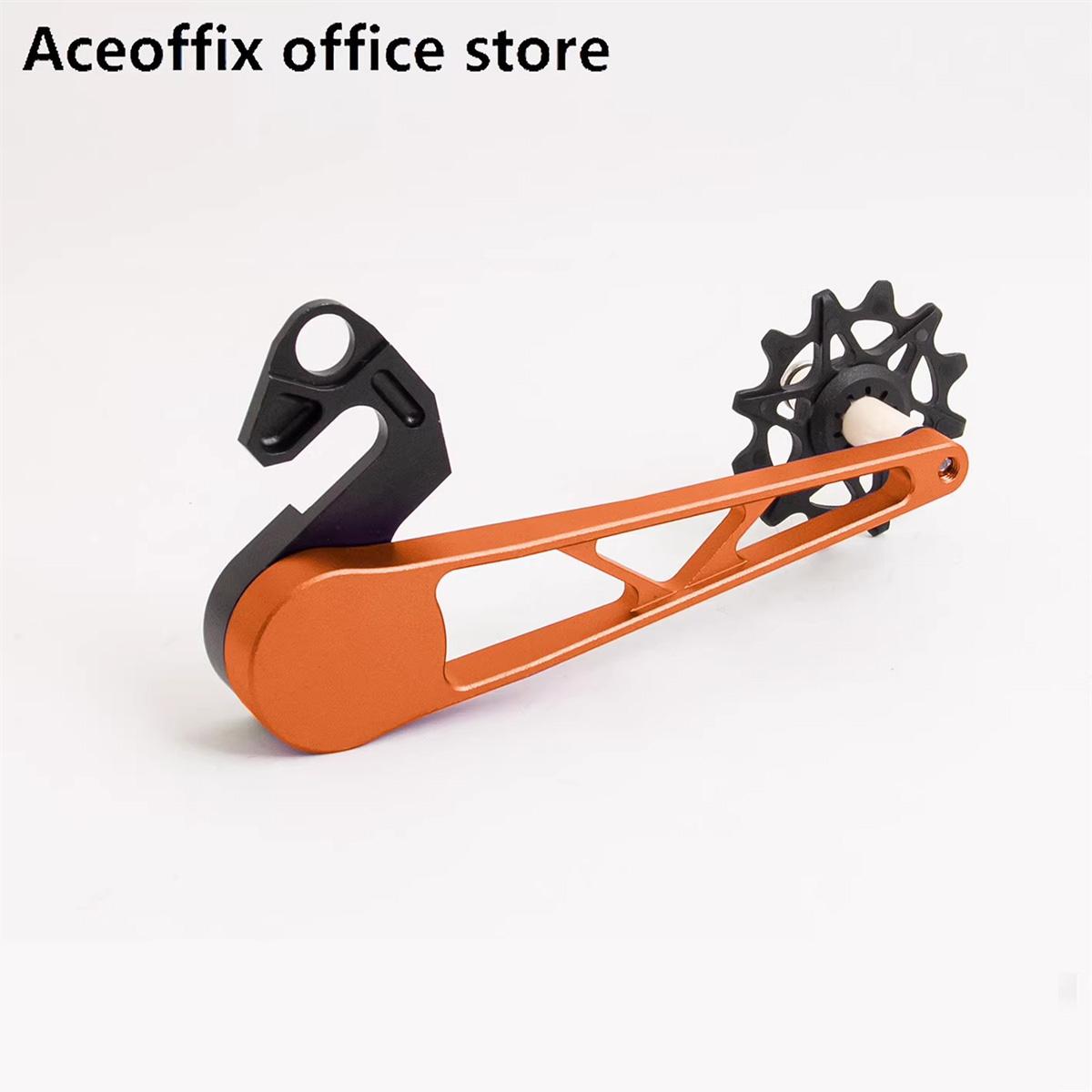 Aceoffix for Brompton P Line Bicycle chain tensioner 5-7 speed Ceramic support Nylon smooth guide wheel оранжевый